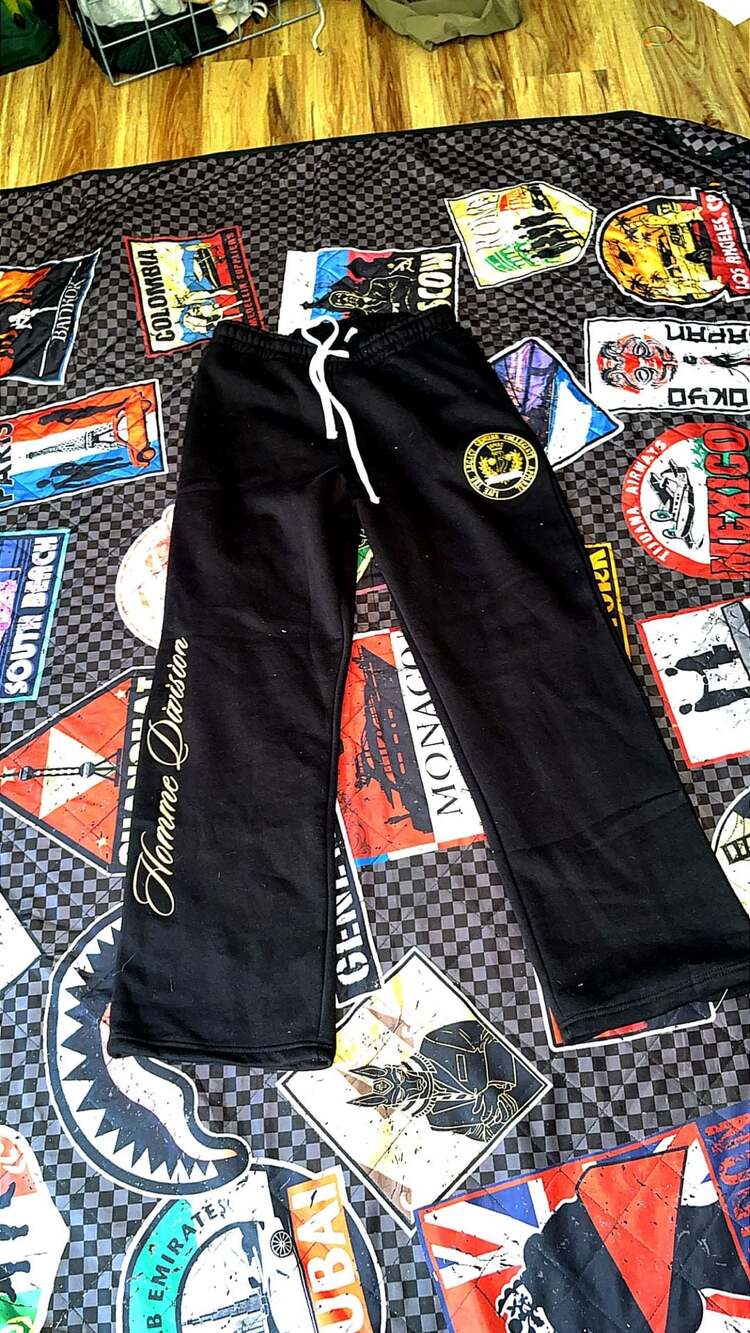 Homme Division Collegiate Logo Black Jogger Sweatpants
